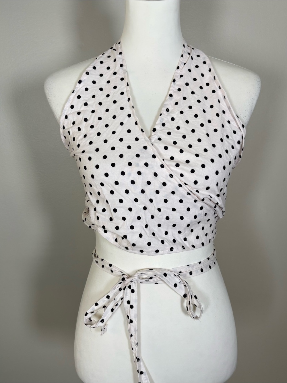 Y2k handmade polka dot wrap top